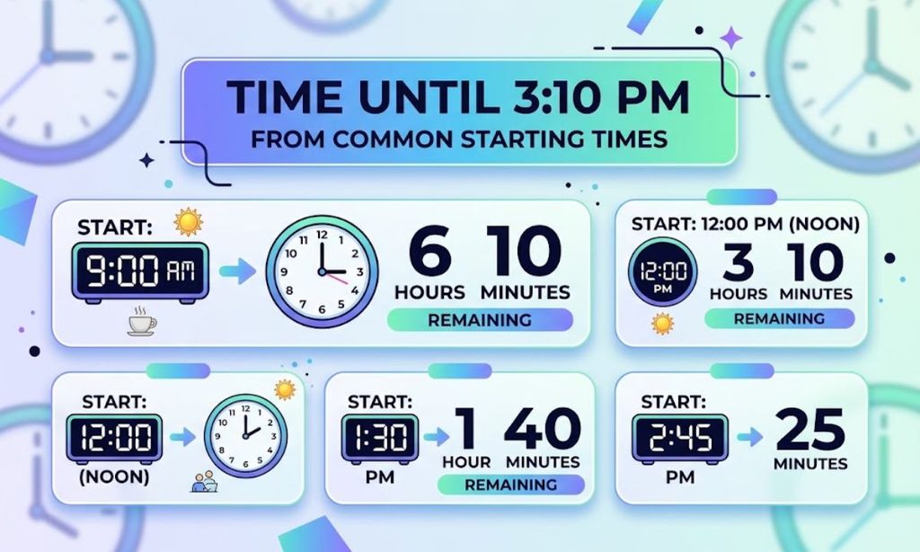 Time Until 310 PM from Common Starting Times
